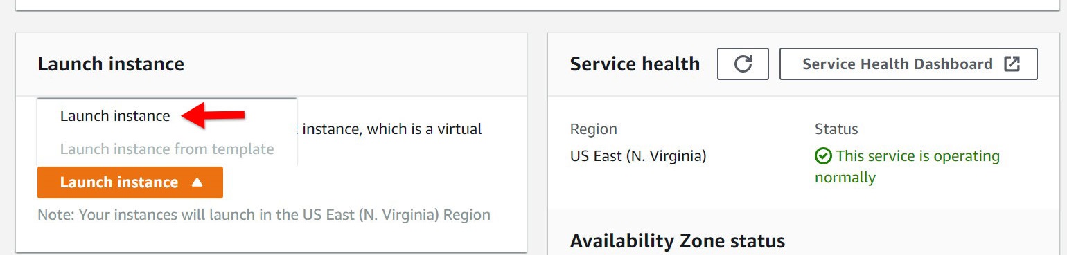 A screenshot of the aws services section