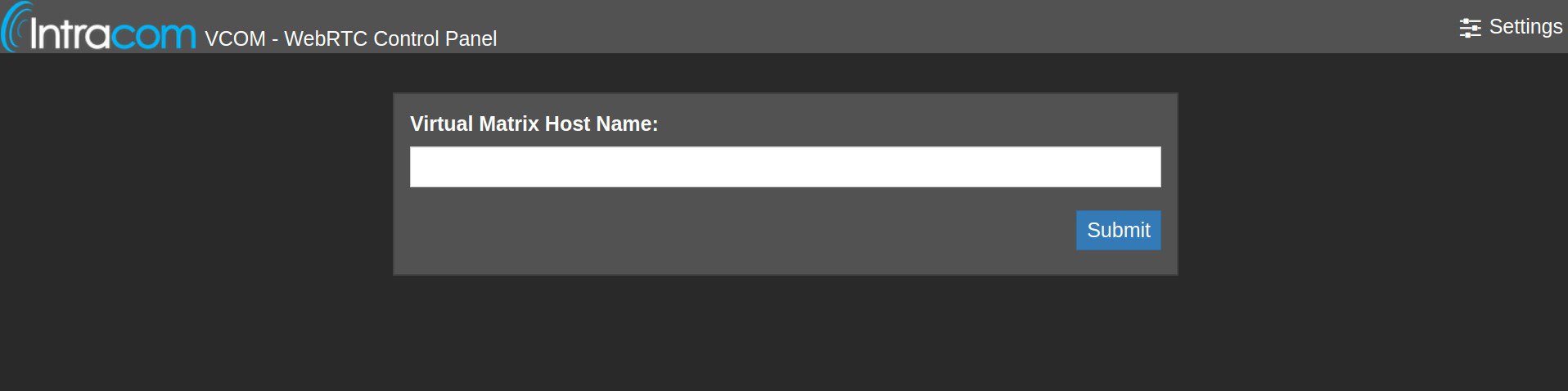 screenshot of vcom virtual matrix host name menu