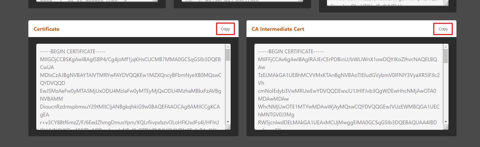 screenshot of shieldsign certificate menu