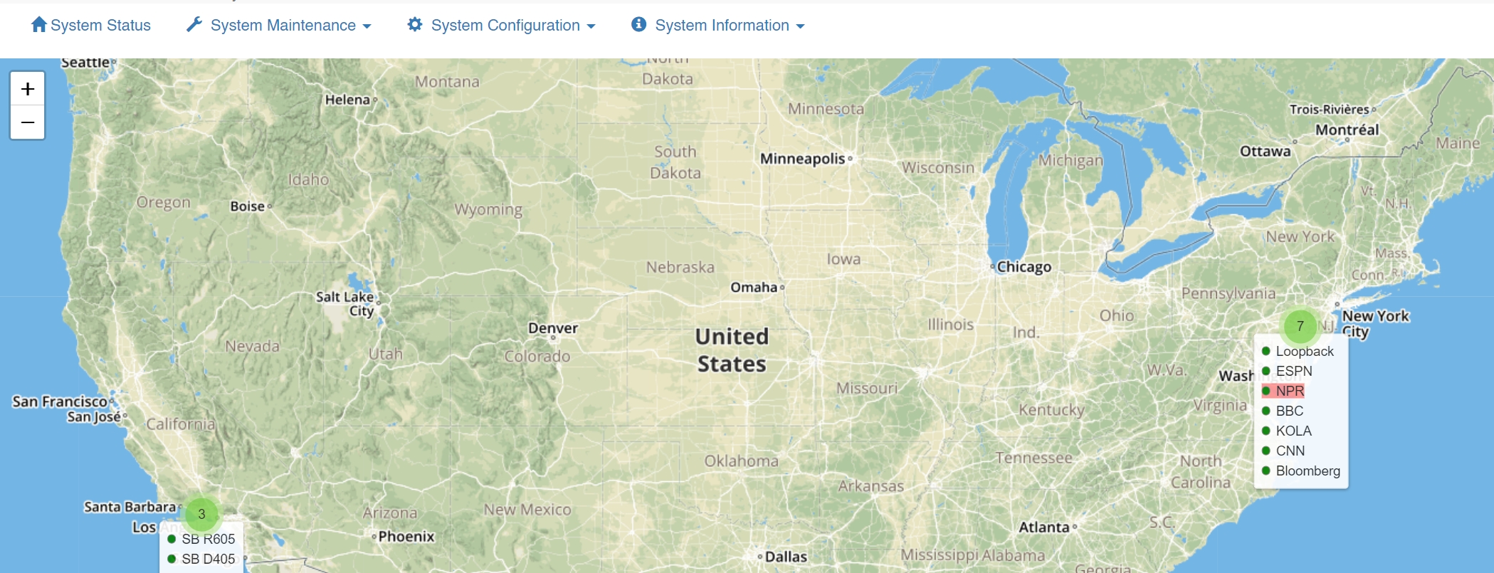 screenshot of vcom system administration geolocation menu